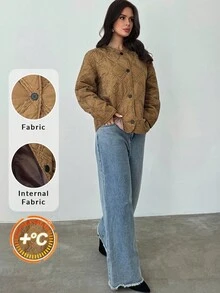 Firerie Jachetă elegantă jacquard ușoară pentru femei, colecție nouă de toamnă - Maro ruginiu - Vizualizare 3