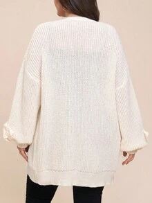 Comfylo 加大码纯色长款开衫夹克，袖口有 3d 花卉装饰，优雅长袖开衫优雅女士开衫休闲日常穿着，通勤简约办公室老款开衫，日常通勤和户外必备，海军蓝女士秋季服装女士冬季服装通勤，极简主义 - 杏色 - 查看 4