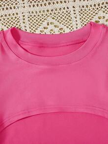 Sparklyn 少女高低短袖t恤和字母圖案背心連身褲