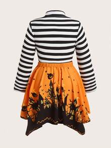 SHEIN LUNE Vestido Midi Mulheres Plus Size Halloween com Bainha Retalhos e Torção - Multicolorido - Visão 5