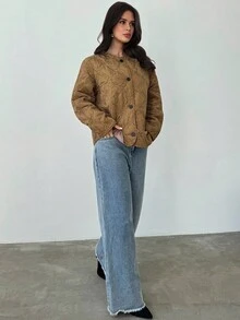 Firerie Jachetă elegantă jacquard ușoară pentru femei, colecție nouă de toamnă - Maro ruginiu - Vizualizare 10