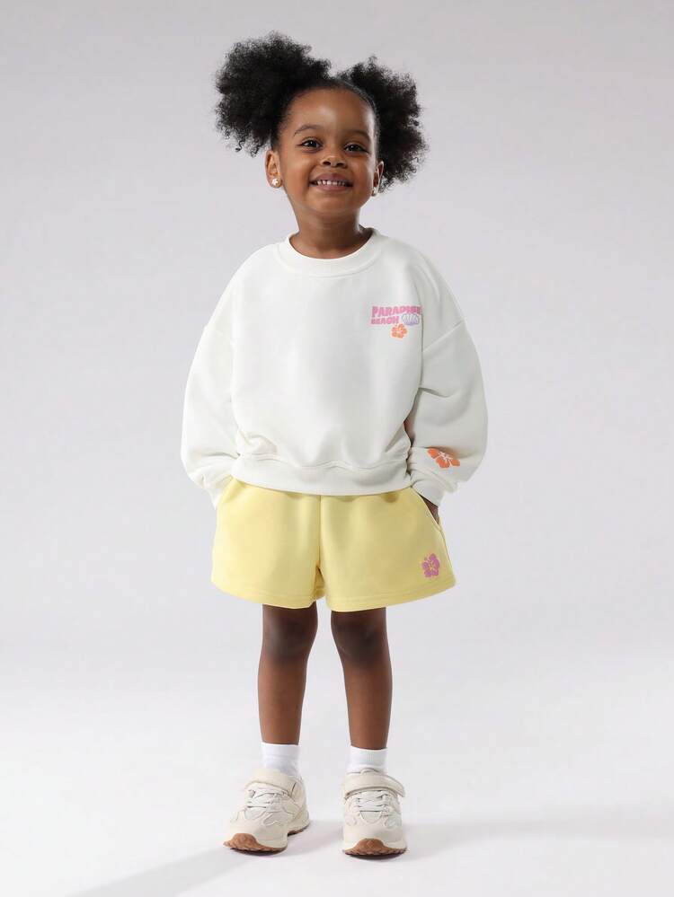 쉘 프린트가 있는 파라다이스 비치 스웨트셔츠 세트