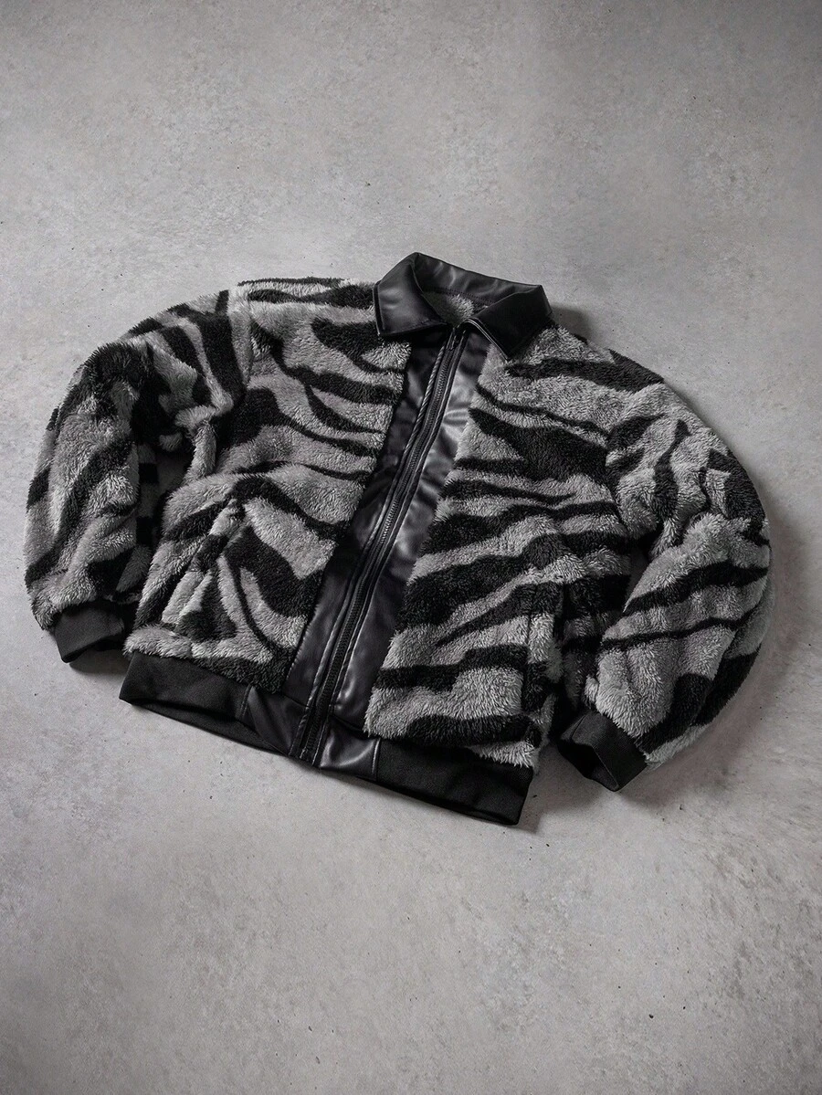 PAVTROS Áo khoác nỉ ấm áp thường ngày có khóa kéo cho nam, Thu/Đông - Xám - Xem 1