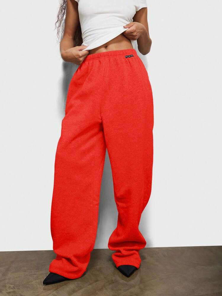 SUMWON WOMEN Wide Leg Baggy Sweatpants With Elastic Waistband