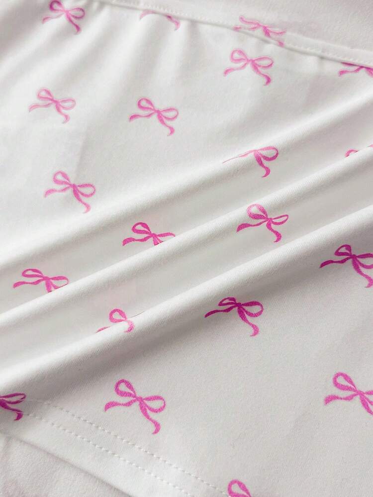 少女春夏情人节家居服，清新少女风/美式风格，蕾丝蝴蝶结白色吊带背心和超短裤纽扣套装，女童睡衣套装，女童夏季睡衣套装，少女睡衣套装，可爱睡衣套装，蝴蝶结睡衣套装，女童夏季睡衣睡衣套装，吊带蝴蝶结两件套，女童夏季套装，可爱睡衣套装，蝴蝶结印花两件套 - 粉色 - 查看 8