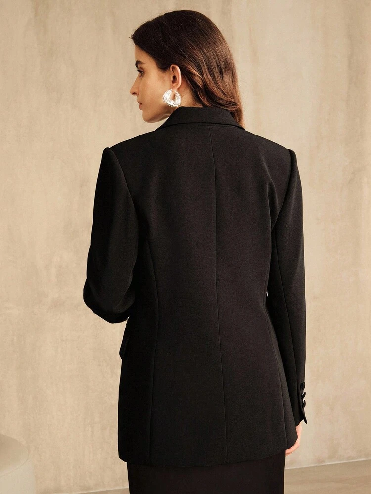 Women's New Elegant Party Banquet Hollow Rose Embroidery Versatile Lapel Long Sleeve Blazer