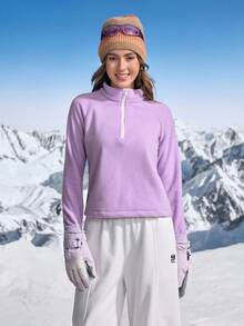 In My Nature 女式纯色插肩袖拉链半开襟户外羊毛夹克 - 紫色 - 查看 8