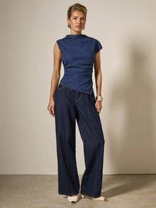 COSMINA Women's Casual Slim Fit Denim Blouse, Versatile For Daily Wear, Summer - Blue - View 3