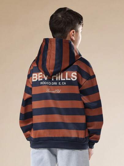 SUMWON Classic Beverly Hills Rodeo Drive Hoodie Pullover Striped Sweatshirt Autumn Winter Casual Wear Holiday Gift Tween Youth Club Wear