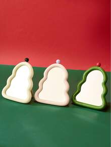 Joivida 1PC Christmas Tree-Shaped Cream Photo Frame Makeup Mirror, Desktop Foldable Mirror, Ladies' Dressing Mirror, Cute Desktop Touch-Up Mirror, Great Christmas Gift For Everyone - Multicolor - View 2