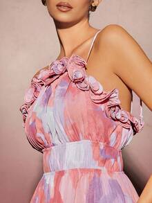 L'Amorae Ruffle Chiffon Spring Maxi Dress With Side Slit - Multicolor - View 5