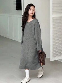 DAZY Vestido suéter de malha para meninas pré-adolescentes outono/inverno