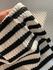 Comfortcana Women's Contrast Striped Drawstring Casual Straight Leg Pants, Versatile For Autumn/Winter - Black and White - View 3