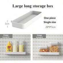 畅销家居用品，Basic Living 1 件壁挂式无钻孔塑料钉板，多种组合套件配件，多功能储物钉板配有各种储物盒和金属挂钩，适用于车库工作台/家庭厨房整理和储物/办公室/工艺室/浴室（28*28 厘米） - 白色 - 查看 10