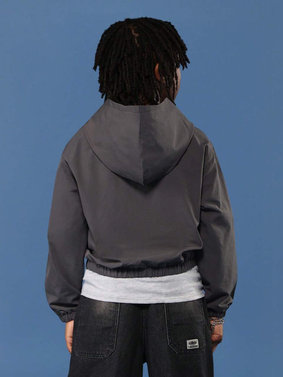 Half Zip Nylon Windbreaker With Contrast Side Stripes