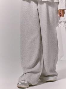 MUSERA Quần jogger ống rộng cạp chun, kiểu dáng thanh lịch, dễ thương, gợi cảm, thích hợp mặc đi chơi đêm, tôn dáng, thoải mái. - Xám - Xem 5