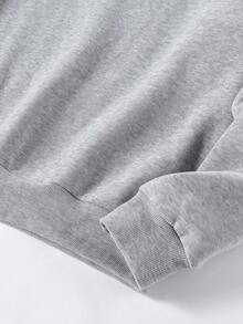 INAWLY Letter Graphic Thermal Lined Sweatshirt Fall Cloth For Women - Light Grey - View 4