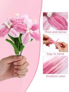 100pcs/Set Twist Tie Plush Craft Sticks DIY Floral Bouquet Material, Foldable High Quality Colorful Pipe Cleaners, Bendable Plush Sticks Suitable For Mother's Day, Graduation, Wedding, Birthday Gifts [Note: Due To Shooting Angle And Lighting, The Product May Look Slightly Different From The Actual Item, Please Consider Before Purchasing] - Multicolor - View 6