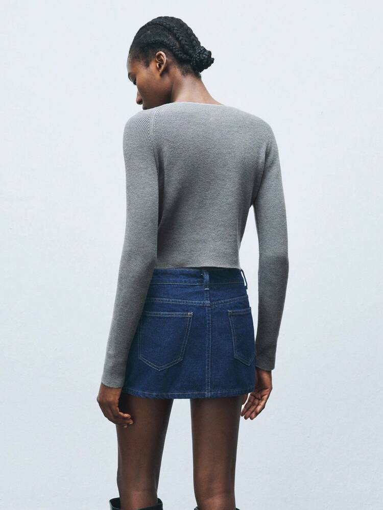 SHEIN Maija Grey Round Neck Cardigan Long Sleeve Fitted Cropped Women Knit Top Winter Clothes For Women New Year Christmas Sweater Halloween Costume Women Christmas Sweater Cozy Fall And Winter Clothes For Women Maija Fall Winter 2025 Women Stylish Clothing Collection