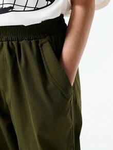 SHEIN Explorewe 2025 Summer Tween Boy Sets Utility Cargo Pants | OEKO-TEX® | School And Travel - Army Green - View 4