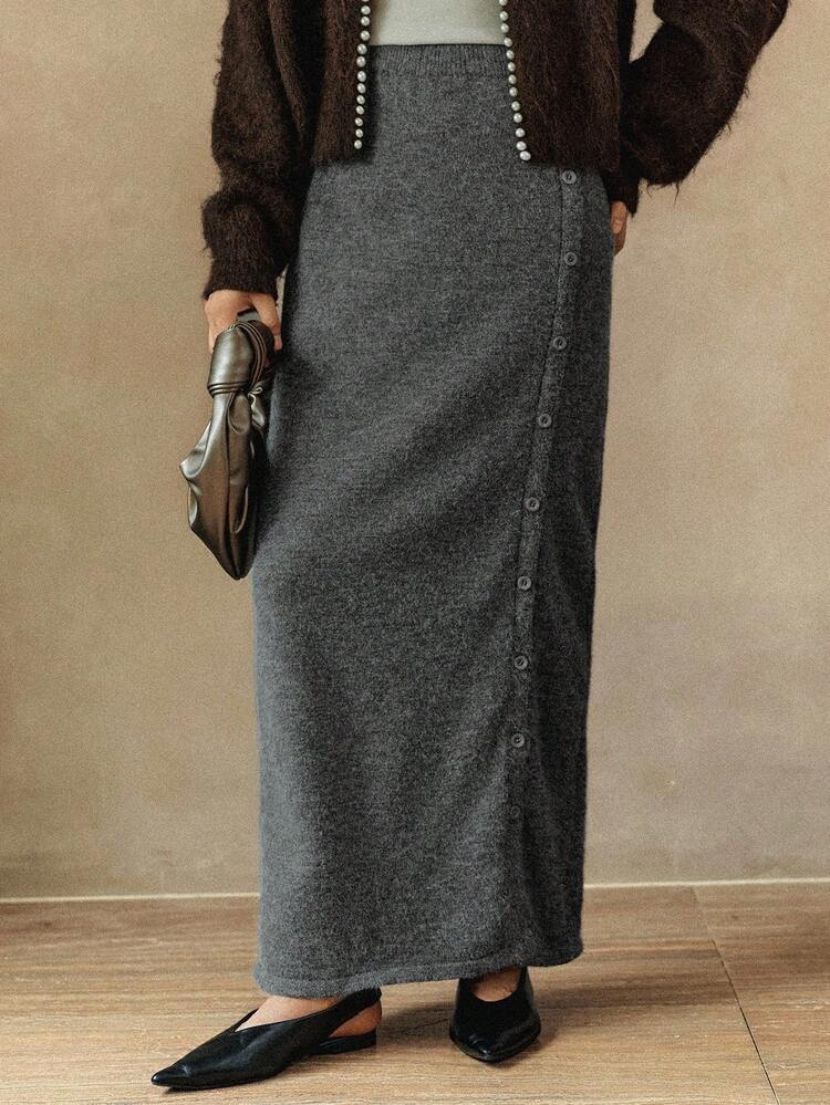 Women's Loose Casual Elegant Straight Skirt, Autumn/Winter Business Casual Woman