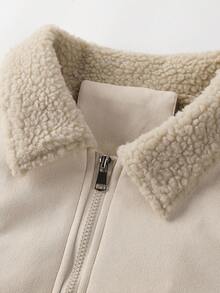 Manfinity Homme Men's Long Sleeve Casual Warm Thermal Lined Zip-Up Thermal Lined Jacket, Autumn/Winter Cream Men Thermal Lined Jacket For Men Outerwear - Khaki - View 3