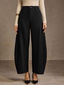 MOTF PREMIUM SEAM FRONT WIDE LEG SUIT PANTS - Black - View 1