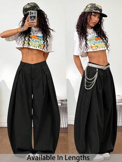 SHEIN PETITE CURVE Plus Size Women's Vintage Casual Hippie Street Plus Size Green Pants Crop Top Sets Wide Leg Pants Set Baggy Crop Top Pants Two Piece Set Concert Women Two Piece