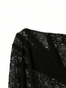 Manfinity Homme Men's Knitted Hollow Textured Black POLO Shirt Men Knitted Shirt - Black - View 7