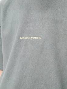 SHEIN 2pcs Tween Boy Letter Print Drop Shoulder Tee And Shorts, Casual Set, School, Campus, College Summer Holiday - Multicolor - View 5