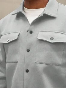 Manfinity Homme Áo sơ mi dài tay kẻ caro cỡ lớn dành cho nam, thích hợp cho mùa thu. - Bụi tím - Xem 5