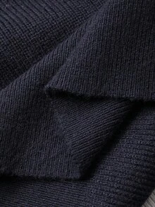 DAZY Cárdigan de mujer con cuello en V, 2 en 1, de color contrastante, con parches, de manga larga y manga corta ajustada - Azul Marino - Ver 7