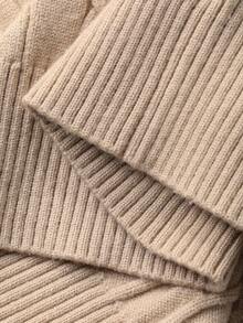 DAZY 青少年女孩纯色长袖上衣和裤子毛衣套装 - 米色 - 查看 7