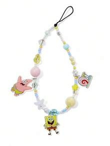 SpongeBob SquarePants | SHEIN Cute Cartoon Ocean Vacation Mobile Phone Lanyard Cell Phone Pendant  Phone Chain Handmade Beaded Starfish Shell Patrick Gary