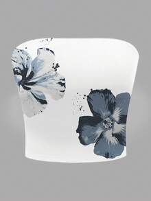 Sundraya 女式休闲简约花卉印花度假风紧身露肩上衣 - 彩色 - 查看 3