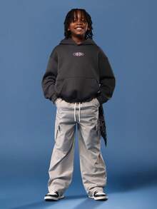 SUMWON Essentieller Street-Style Grafik-Hoodie Cargo-Hosen Set, Original-Creator-Design, urbane Mode für Winter, Herbst, Alltag, Lässig Zweiteiler Co-Ord