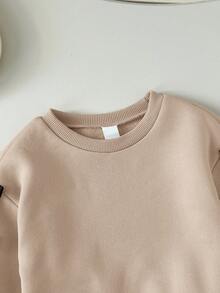 Sudadera de manga larga con lazo lindo y versátil en beige para bebé niña, otoño/invierno - Beis - Ver 3