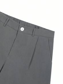 Manfinity Homme 男士柔软轻便直筒宽松休闲裤，适合夏季和秋季穿着 - 深灰色 - 查看 8