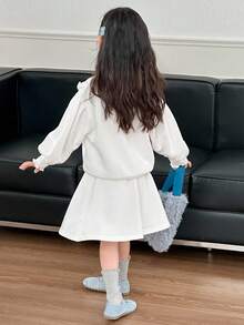 DAZY Young Girl Girls Cozy Knit Crew Neck Sweatshirt Set, Fall - White - View 7