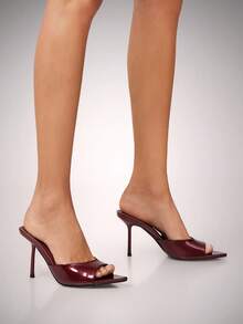 SHUZIA Glamorous Women's Raspberry Color Patent Single Sole Stiletto Pointed Toe High Heel Shoe Summer Shoes Spring Shoes Spring Break Easter Wedding Shoes - Red Violet - View 6
