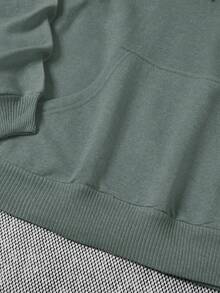 EURMUSE 100 % bomull herrtröja med huva, ficka och dragsko - Mintblå - Visa 3