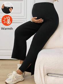 SHEIN Maternity Ribbed Slit Sweater Pants