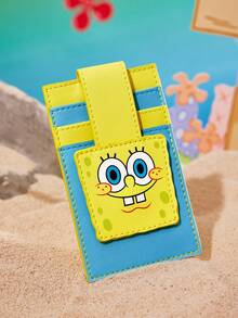 SpongeBob SquarePants | SHEIN 1 件 PU 皮革卡通图案印花卡包，可存放 3 张卡片，适合男士、女士、学生 - 黃色 - 查看 2