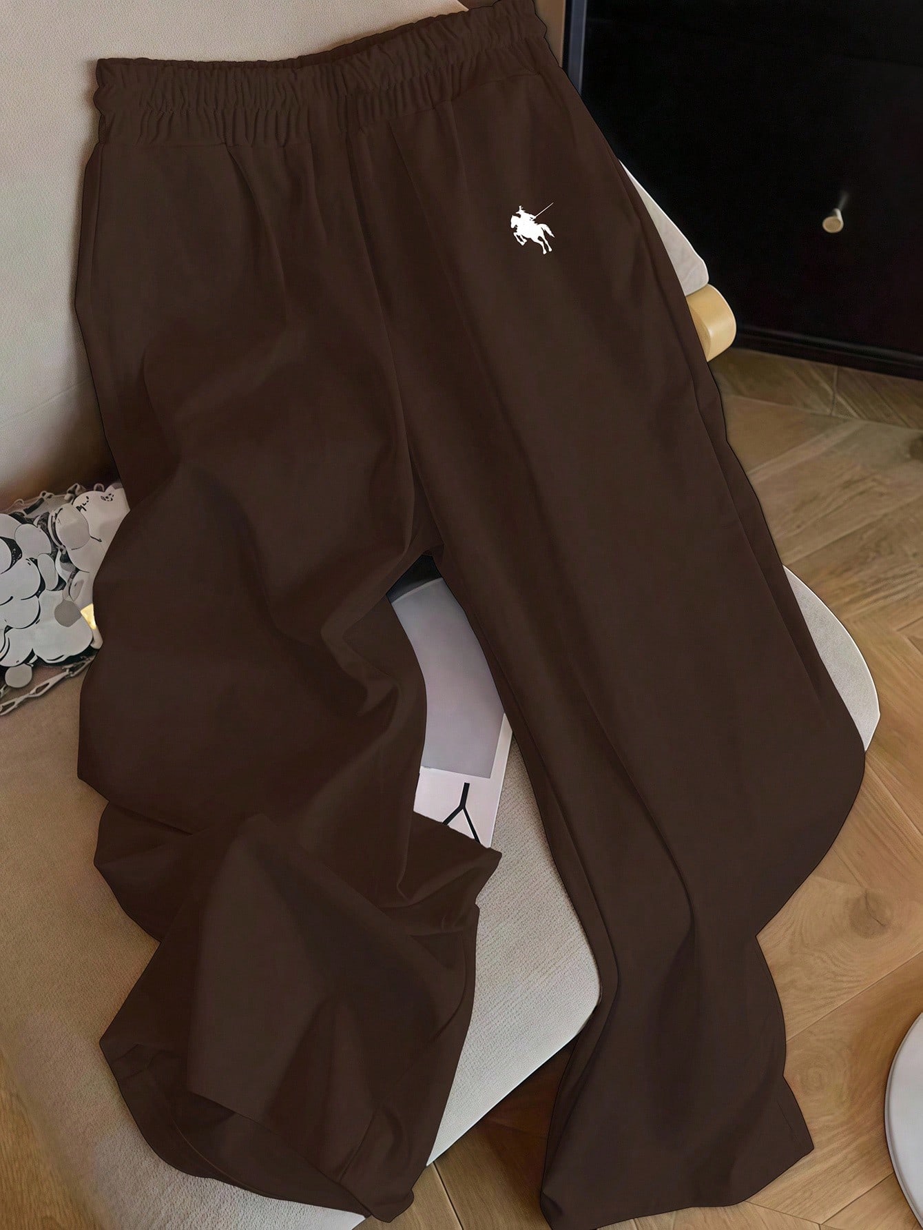 SHEIN EZwear بنطلون كاجوال للنساء بطبعة حصان بني،...