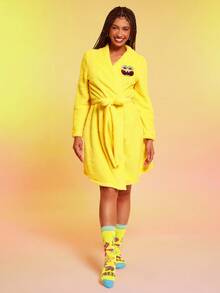 SpongeBob SquarePants | SHEIN 4 双可爱卡通女士柔软透气吸湿排汗中筒袜时尚休闲中筒袜加固脚趾和脚跟耐用四季百搭夏季冬季，Patrick，Squidward，Sandy - 彩色 - 查看 14