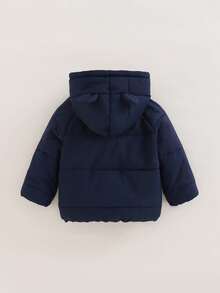 SHEIN Playful Pals Baby Boy Infant Toddler 0-3Y Casual Daily Versatile Warm Fleece Bear Ear Hoodie Jacket, Autumn/Winter Fall