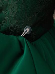 Glamorique Kids 圣诞节女婴连衣裙、冬季派对连衣裙、圣诞老人连衣裙、新年连衣裙、秋季连衣裙 - 女婴蕾丝网眼泡泡袖公主裙，背部饰有大蝴蝶结，翠绿色 - 綠色 - 查看 9