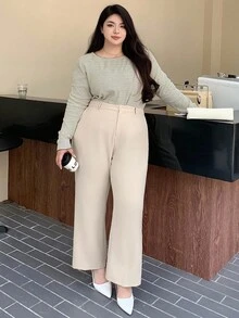 Dazy Plus 大码纯色修身西装和直筒裤，适合所有季节的女士正装裤秋季