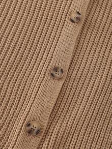 Franclia Áo khoác cardigan cổ chữ V đơn giản, thoải mái, thời trang mùa thu, rộng rãi, đa năng với họa tiết hoa 3D, phù hợp cho mùa thu/đông - Lạc đà - Xem 5