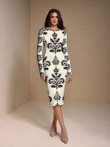 Shutterstock Glamance Robe décontractée élégante mi-longue pour femmes, convenant pour le travail, les sorties, les fêtes, l'automne/l'hiver. Nouvelle collection de vêtements chics et élégants avec manches longues pour le Nouvel An